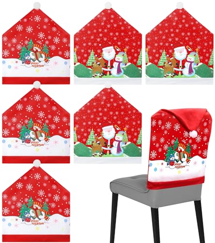 ITMNMNL Stuhlhussen Weihnachten 6er Set Weihnachten Stuhlhussen,Stuhlhusse Weihnachten,Weihnachts Stuhlhussen Weihnachtsstuhlhussen für Esszimmer,Abendessen,Dekoration Stühle Stuhlabdeckung - 60×50cm