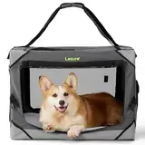 Lesure Hundebox Auto Transportbox Hund Hundebox Faltbar, Transportbox mit Tragegriffen 61 x 40 x 40 cm, Hundetransportbox Auto Klein & Groß Hundebox Faltbar, Transportbox Katze, Oxford-Gewebe, Grau