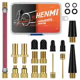 HENMI Fahrradventil Adapter Set, Alle Ventiladapter Fahrrad, Autoventil Adapter und französisches Ventil Adapter mit Sortierbox, Luftpumpe Adapter, Ballnadel und Kompressor Ventiladapter