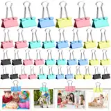 MXTIMWAN 100 Stück Foldback Klammern Groß Set,Büroklammern Vielzweckklammern,Klein Metall Binder Clips,15 mm/ 19mm/ 25mm/ 32mm Klemmen für Büro und Haushalt,Mini Farbige Papierklammern