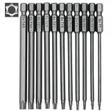 11 Stück Torx lang Schraubendreher Bit Set 1/4" Magnetisch Sternenkopf Schraubenziehe Set T6-T40 100mm Lang Sechskant Schaft Elektrische Torx Bits Satz Werkzeuge (11 pcs)