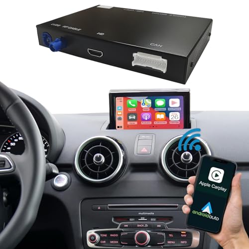 Ninetom Wireless CarPlay & Android Auto Retrofit Kit Decoder für 2013–2018 Audi Q3 mit MMI 3G System, unterstützt Mirror Link, YouTube, GPS, Rückfahrkamera, Siri