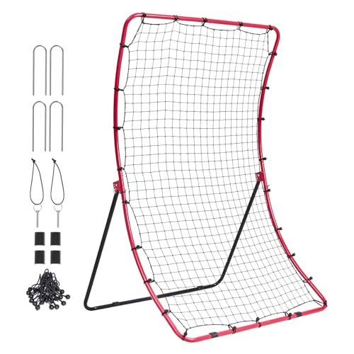 VEVOR Baseball und Softball Pitching Netz, 1219 x 1676 mm Baseball Rebounder-Netz, Softball Pitchback-Netz, Trainingsrebounder, 5 einstellbare Winkel, Bounce-Back-Netz für Üben Schlagen, Werfen