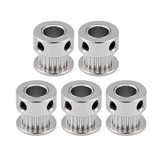 3D Zahnrad 8mm/5mm, 5 PCS GT2 Riemenscheibe 20/16 Zähne 8mm Bohrung Aluminium Zahnscheibe für 3D Drucker 6mm Breite Riemen(20 Zähne 8MM)