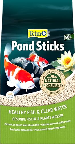 Tetra Pond Sticks - Fischfutter für alle Teichfische, unterstützt gesunde Fische und klares Wasser im Teich, 50 L Beutel