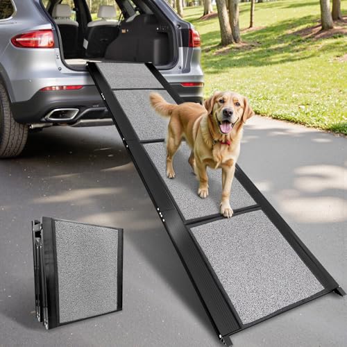 Gimars 180 cm Extra Lange Hunderampe, Tragbare & Faltbare Rampe für Hunde, rutschfeste Hunderampen für Autos, LKWs und SUVs, Hunderampe Auto Klappbar für große und mittelgroße Hunde bis zu 110 kg