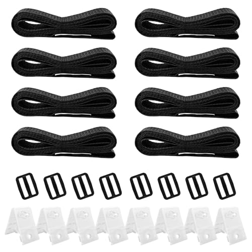 Haltebänder Poolfolie, Pool Aufroller Aufrollvorrichtung Fahrbar Solarfolie, 8er Set Befestigungsbänder und Klammern und Schnallen, Haltebänder Poolfolie Solarfolie für Pool-Planen/Abdeckungen