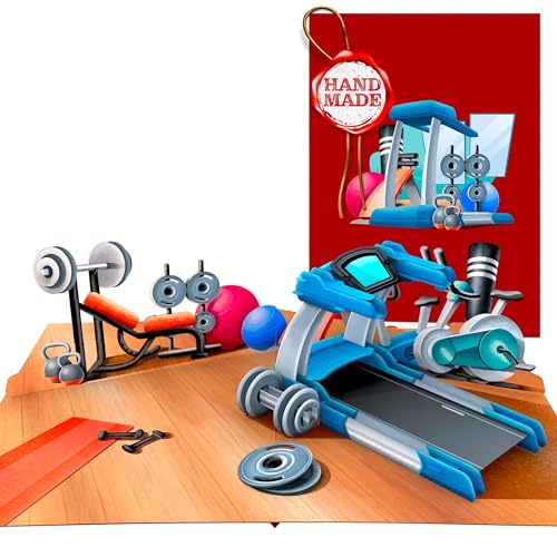 Liebessa - 3D Fitnessstudio Geschenkkarte, Sport-Gutschein schönes Geschenk für Sportler, Bodybuilding Grußkarte, Gym Liebhaber Geschenkidee, innovatives Sportler Geschenk