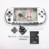 Vollgehäuse, Schutzhülle mit Tasten, Schrauben und Schraubendrehern für Sony PSP 3000, 3001, 3002, 3003 und 3004 silber