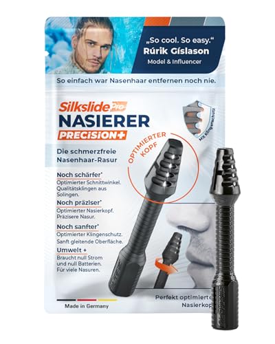 SilkslidePro Nasierer - Nasenhaartrimmer Herren - Nasenhaarentferner - Hochpräzise Klingen aus Solingen - mit Klingenschutz - ohne Strom & Batterie