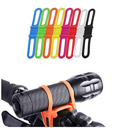 LYTIVAGEN 8 Stück Fahrrad Silikonband Elastische Taschenlampe Halterung Bandbandage Silikon Binderband Fahrrad Halter Lenker Halter zum Halten Taschenlampe, Flasche, Handy(14 * 2.2 * 1cm)