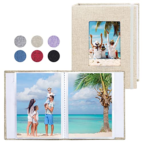 Vienrose Fotoalben Klein 10x15 Fotos 2 Pack Leinen Cover mit Frontfenster, Einsteckalbum 26 Seiten mit 52 Fotos, Aufbewahrung von Kunstwerken oder Postkarten