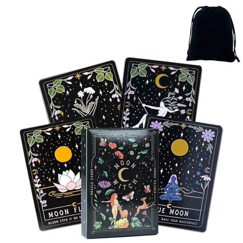 ZWWOGE Tarotkarten,Hexen Tarot,Tarot Karten für Anfänger,Moon Witch Oracle,Tragbare tarot-decks,42 Blätter
