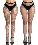 KLONKEE 2 PCS Netzstrumpfhose Schwarz für Damen, Fishnet Stockings Strumpfhosen Netzstrümpfe Fischnetz Strümpfe Sexy Elastisch Hohe Taille Strumpfhosen