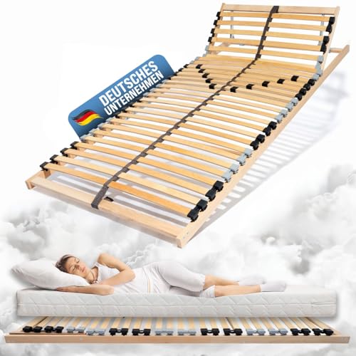 Coemo 7-Zonen Lattenrost Ergo K 90x200 Lattenrahmen mit verstellbarem Kopfteil Buche Rahmen - 28 stabile Federleisten - Bettrahmen passend für Kinderbett Ehebetten 180x200cm - für alle Matratzen
