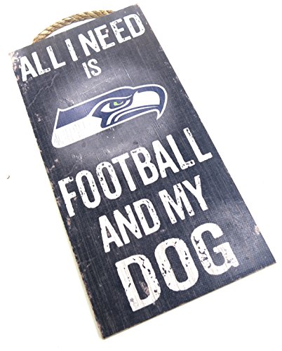 Seattle Seahawks Wanddekoration, Hundeschild, NFL, "All I Need Is Seahawks Football and My Dog"