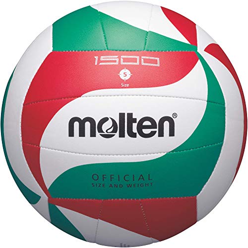 molten Volleyball V5m1500 Ball, Weiß/Grün/Rot, 5