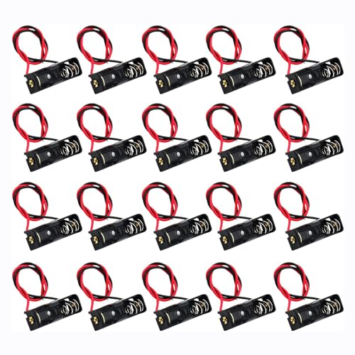 AEDIKO 20pcs A23 Battery Holder 23A Battery Holder with Leads 12V Battery Holder Spring Clip Case Black Plastic Housing