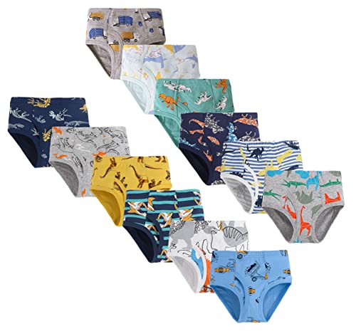 LeQeZe Jungen Unterhosen Slips aus 100% Baumwolle Kinder Unterwäsche 12er-Pack 4-5 Jahre (Boys Briefs 03,Etikett 120)