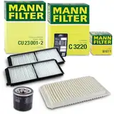 MANN-FILTER Inspektionspaket Filterset 1x Ölfilter, 1x Luftfilter, 1x Innenraumfilter, 1x Ölwechselanhänger, Kompatibel mit MAZDA 2 (DE_, DH_)