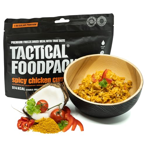 Tactical Foodpack Scharfes Hähnchen-Curry 120g - Gefriergetrocknete Mahlzeiten I zum Verzehr bereit I MRE I Survival I Outdoor Nahrung I Trekking Nahrung I Expedition I Büro