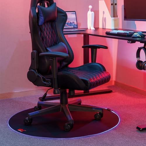 NanoRS RS171 Gaming Stuhlmatte mit RGB-Hintergrundbeleuchtung, Durchmesser: 100 cm, Bodenschutz, Bodenschutzmatte, Bürostuhl Unterlage, rutschfeste Oberfläche