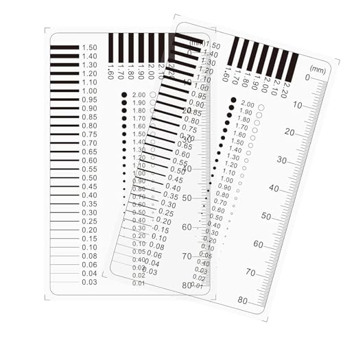 Risslineal Rissmonitor Rissbreitenlineal, Rissbreitenmesser Set, Sachverständigen Maßstab Lineal, Lineal für Gutachter, Kfz Wertermittler und Handwerker, Hochpräzision, Einfach zu bedienen(2 Stück)