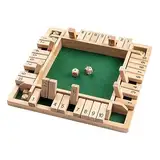 Holz Brettspiel, 4-Spieler Shut The Box Spiel Würfelspiel Holz Mathematik Traditional Pub Board Würfelspiel Reisen 4 Spieler Great Family Brettspiele Urlaub unterhaltsames Spiel