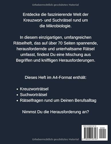 Rätselheft für Mikrobiologen mit vielen Begriffen, die nur Fachleute der Mikrobiologie kennen.: Tolles Geschenk für Mikrobiologen: Rätsel und Knobelei ... für alle Spezialisten aus der Mikrobiologie.