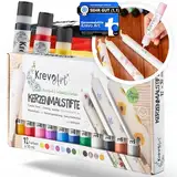 Krevo Art Hochwertige Kerzenmalstifte - Set aus 12x30ml leuchtende Kerzenmalfarben - Candle Pen für Kerzen - DIY Kerzen Dekorieren & Gestalten - Kerzenfarbe - Kerzenliner