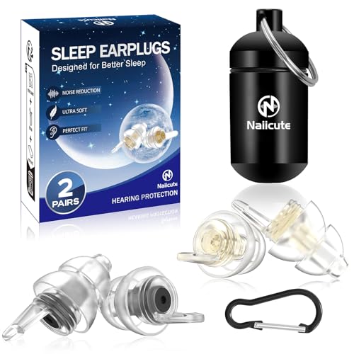 Naiicute Ohrstöpsel zum Schlafen 2Paar, Gehörschutz Ohrenstöpsel gegen Schnarchen Noise Cancelling Silikon In-Ohr-Stöpsel für Schlaf Konzentration Entspannen Reisen Konzert, Erwachsene Kinder 12+