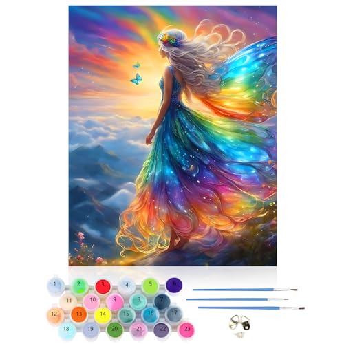 CEOVR Malen Nach Zahlen Erwachsene Kit,Mädchen Mal Nach Zahlen für Erwachsene Anfänger,Elfe Paint by Numbers Adult Set,Ohne Rahmen 40x50 cm DIY Painting by Numbers Schmetterling