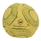 Juggle Pro Footbag Hacky Sack 8 Panels Modell World Cup Brasilien gelb leicht hochwertig gefüllt mit Kunststoffkugeln handgenäht aus Synthetik-Stoff Ultra Wildleder