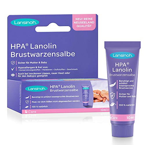 Lansinoh HPA Lanolin Brustwarzensalbe, 100% natürlich - beruhigt & schützt beanspruchte Brustwarzen - Dermatest"sehr gut 10920 Transparent 10 ml (1er Pack)