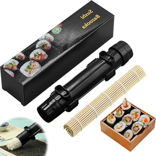 Sushi-Bazooka-Sushi-Maker-Set mit Sushi-Rollmatte, Sushi-Rollerform, lebensmittelechter Kunststoff, Reis, Gemüse, Fleisch, hausgemachtes DIY-Sushi-Set, Werkzeugmaschine, Küchenutensilien,