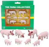 Toyland® Packung mit 8 großen weißen Schweinen und Ferkeln im Maßstab 1:32 Tierfiguren - The Farm Collection - Sammlerfiguren