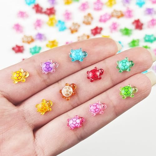 100 Stück Mini-Schildkröte Leuchtend, Tiny Resin Animals Niedlich Mini Harz Figuren, Interessant Kleine Schildkröten Figuren für DIY Kunsthandwerk, Puppenhaus Garten, Miniatur Landschafts Dekoration