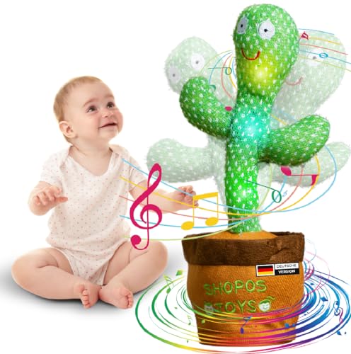 Tanzender Sprechender Kaktus ORIGINAL DEUTSCHE Version | Kinderlieder | Sicheres Spielzeug für Kleinkinder | Singender Kaktus Spielzeug Nachsprechen | Plüschtier | Kinder Geschenk