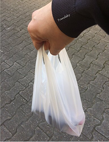 Trendsky® 2000 Stück Hemdchentragetaschen-Weiss HDPE 28 +14 x 48 cm Tüten Platsik Beutel für Markt Kiosk Laden