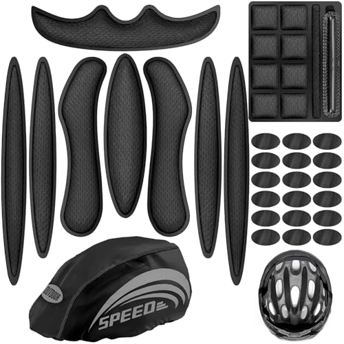 Mbsomnus Fahrradhelm Polster Ersatz Kit Regenschutz Fahrradhelm Helmpolster Schaumstoff Klettpunkte Fahrradhelm Pads Wasserdichter Helmüberzug Schwarz Für Motorrad Fahrrad Helm Innenpolster Zubehör