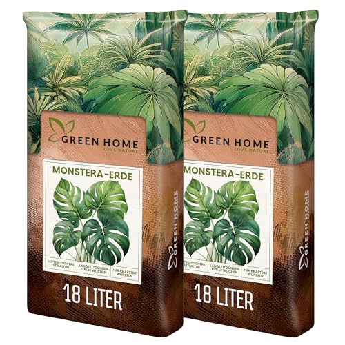 Green Home Monstera Erde 36L – Premium Substrat für Monstera, Aroiden & Tropische Zimmerpflanzen; optimale Drainage, Langzeitnährstoffversorgung & pH‑Balance. Für Umtopfen & Hydrokultur ideal!