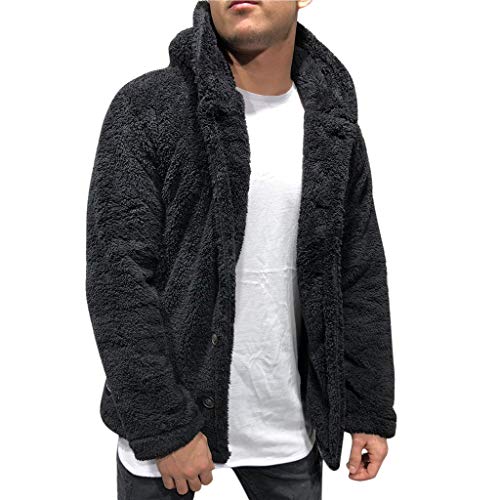 Caxndycing Herren Teddy-Fell Hoodie mit Sherpa-Futter und Durchgehendem Reißverschluss Fleece Pullover Fleecejacke Sweatjacke Teddyfleece Worker Jacket