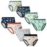 FedMois 8er Pack Jungen Boxershorts Slips Unterhosen Baumwolle Pantys Unterwäsche, Dinosaurier und Planeten, 3-5 Jahre