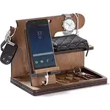 Taschenleerer aus Holz, für Damen und Herren, für den Schreibtisch und den Eingang, Ladestation für Smartphone, Dockingstation und nützliches Zubehör