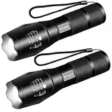 BINWO LED Taschenlampe 2000 Lumen mit 5 Lichtmodi(2 Stück), Starke Kleine Torch, Zoombare Wasserdichte Taktische Taschenlampe für Camping, Outdoor, Angeln, Wandern, Notfäll