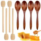 8 Stück Honiglöffel Holz, Honigrührer Honiglöffel, Rührstäbchen aus Holz Honig, Honigspirale Honey Sticks, Honigstab Rührstäbchen für Heiße Schokolade Honig Kaffee Tee Küchenzubehör