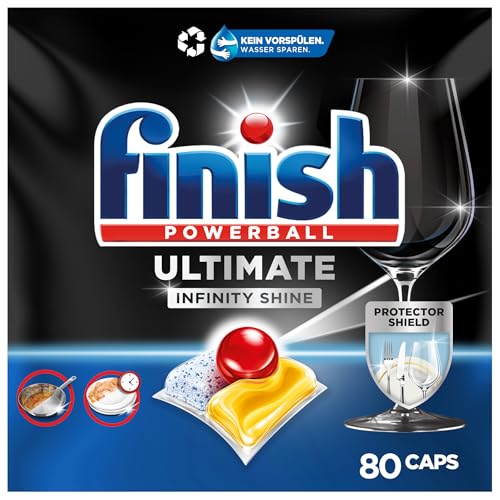Finish Ultimate Infinity Shine Citrus Spülmaschinentabs – Geschirrspültabs für ultimative Reinigung, Fettlösekraft und Glanz mit Schutzschild – Sparpack mit 80 Tabs
