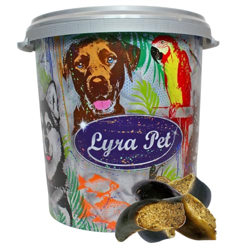 Lyra Pet® 15 STK. Rinderhufe gefüllt mit Pansen und Leber je ca. 120 g in 30 L Tonne | Naturbelassener Kausnack | Ideal für die Zahnpflege | Leckerli für Hunde | Gut verdaulicher Kauartikel