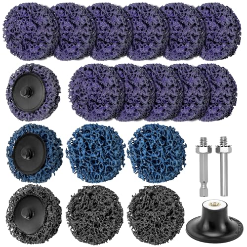 QWORK® 17-tlg. CSD Scheibe Set, 50mm Schleifscheibe Grobreinigungsscheibe für Oberflächenbearbeitung, Rost- und Lackentfernung