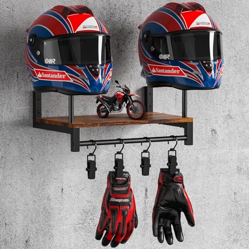 THYGIFTREE Helmhalter Wandhalterung, Motorradhelmhalter Plattenständer Display Organizer mit Motorradzubehör Helmaufhänger Wandhalterung für Fußballmotorräder